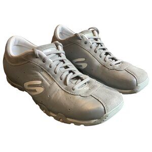 Skechers Athletic Sneaker Shoes Leather Upper SLW Gray White 21518 Women Sz 8.5